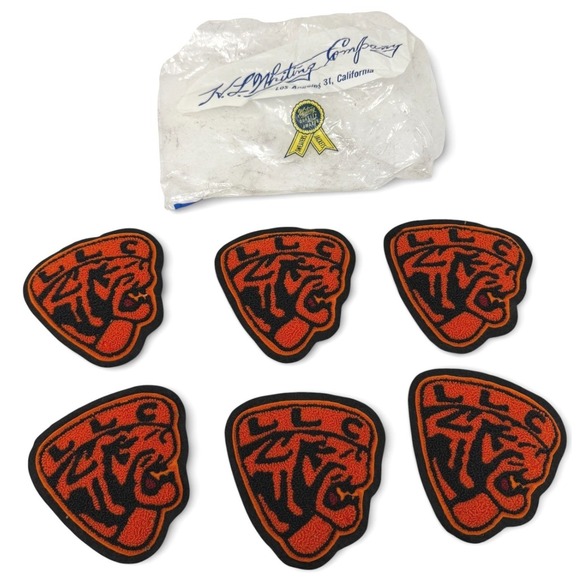 Vintage LLC Tiger Letterman Patches Lot of 6 Whiting Los Angeles Deadstock NEW